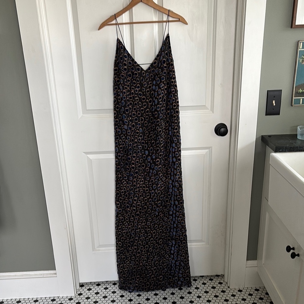 & Other Stories Maxi Slip Dress Open Back Velvet Print